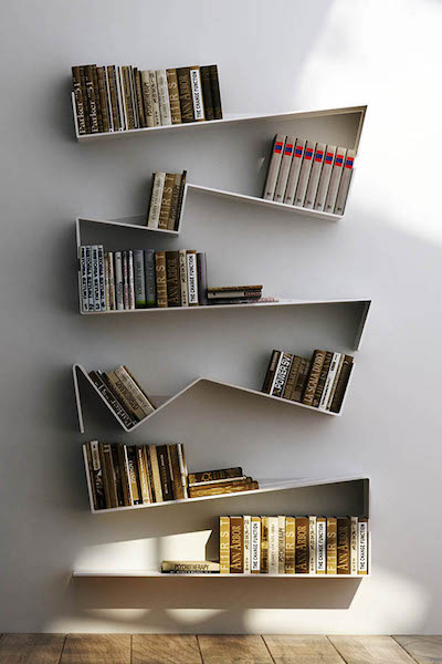 angled bookcase design